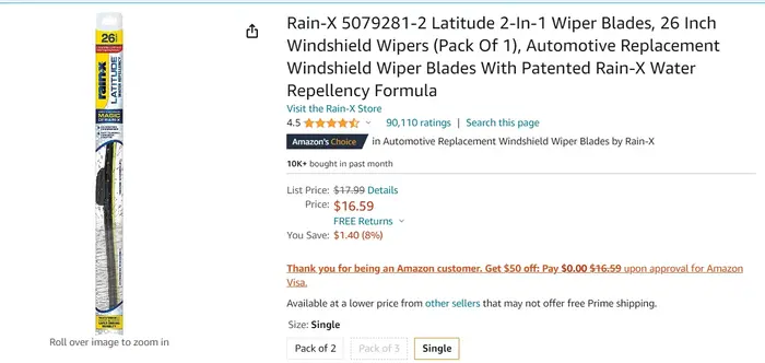 Best Selling Product On Amazon in Automotive Wiper Blades