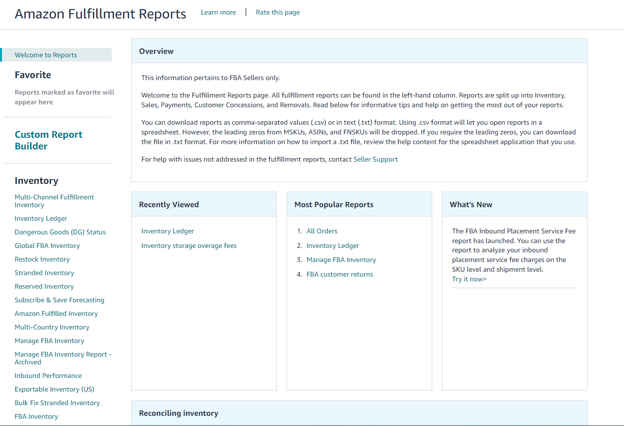 Amazon Fulfillment Reports