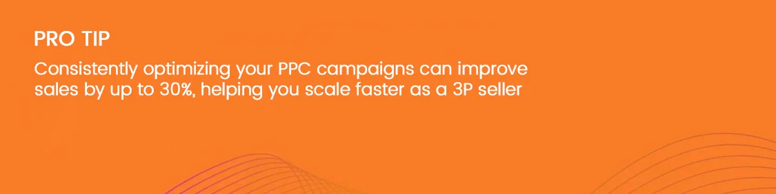 Consistently optimizing your PPC campaigns can improve sales by up to 30%, helping you scale faster as a 3P seller.