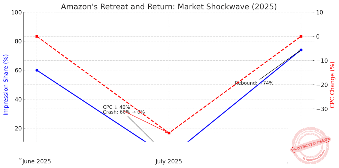 Graph showing Amazon’s Retreat and Return: Market Shockwave (2025) 
