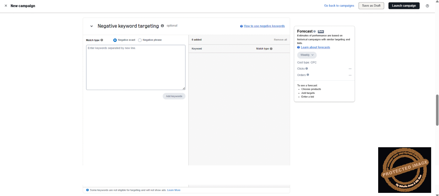 Image showing how to exclude Amazon PPC negative keywords