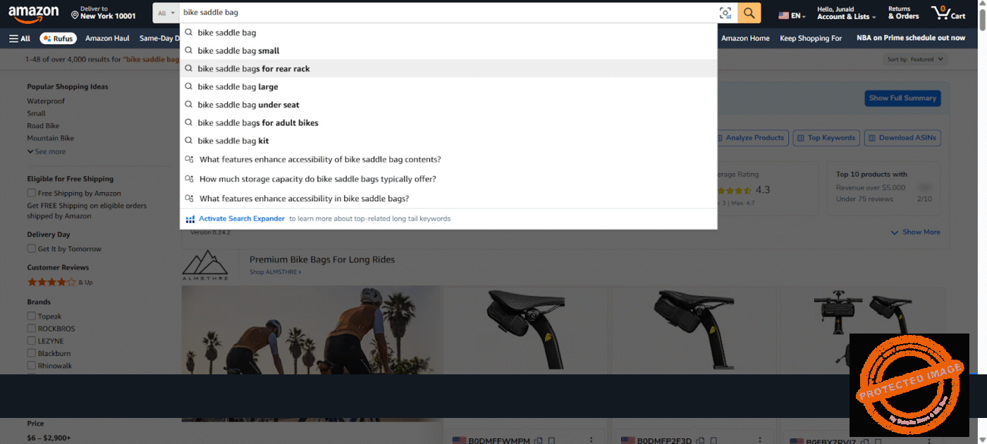 Image showing how to use Amazon’s autocomplete feature