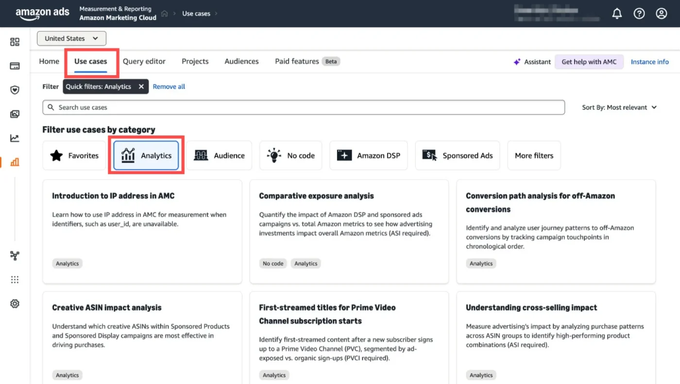 Image showing Analytics related Use Cases in Amazon Marketing Cloud