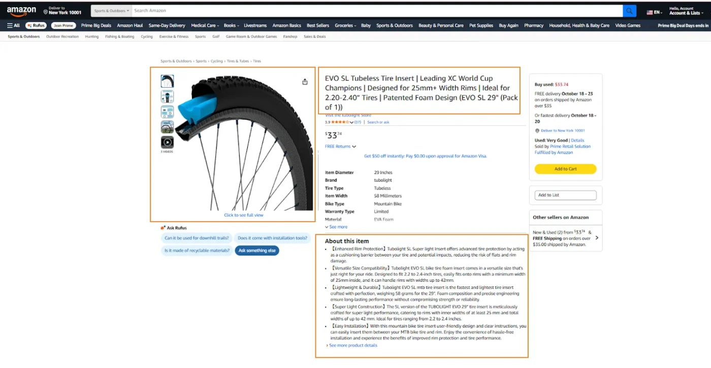 image showing an optimized amazon listing to reduce return rates