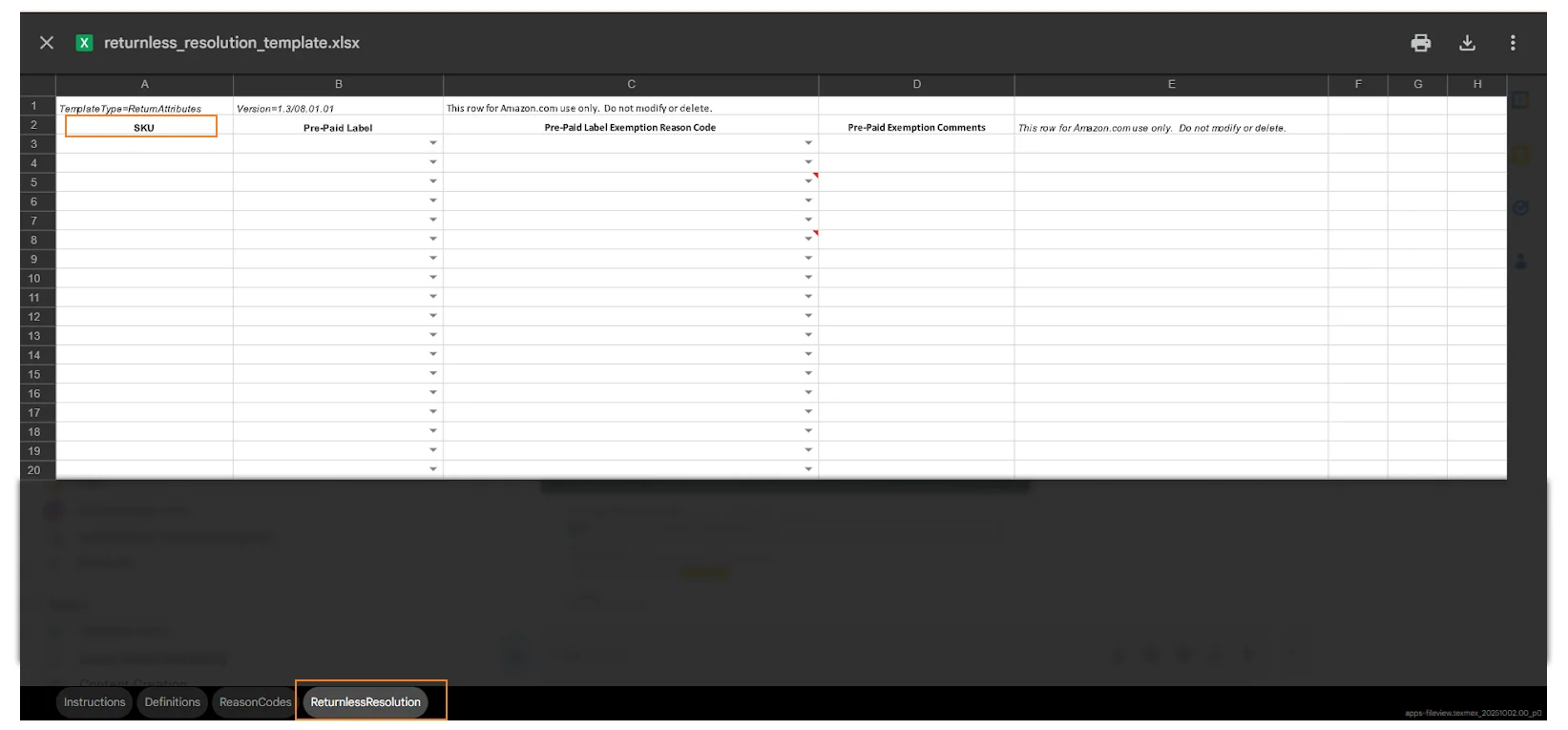 image showing step 3 of setting returnless refunds Amazon for specific SKUs