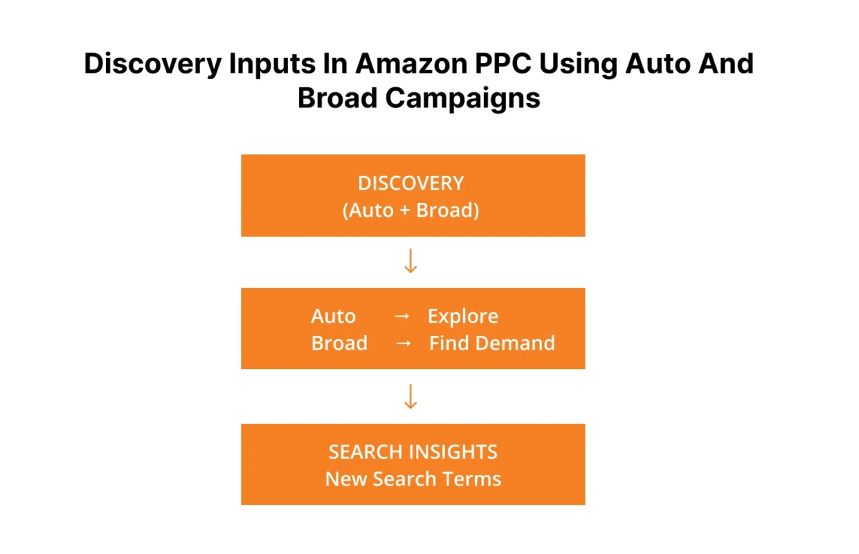 Image showing Discovery Inputs in Amazon PPC using Auto and Broad campaigns