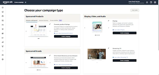 image showing how to choose campaign type while setting up Amazon sponsored brand ads