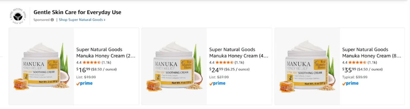 image showing how Amazon headline search ads appear on amazon