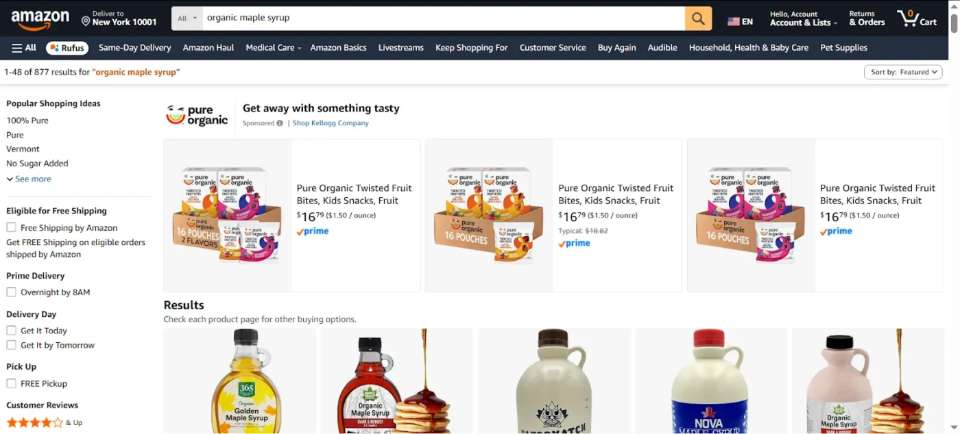 image showing where Amazon headline search ads appear