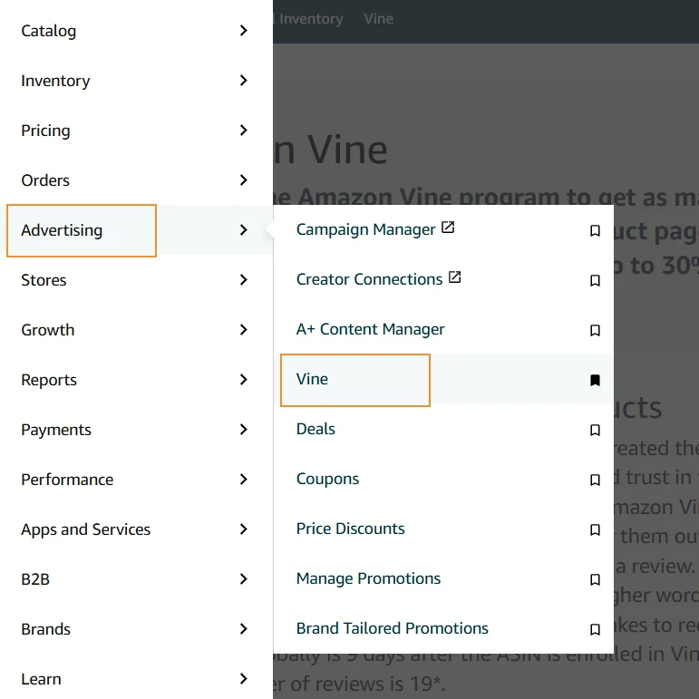 navigate the vine tab